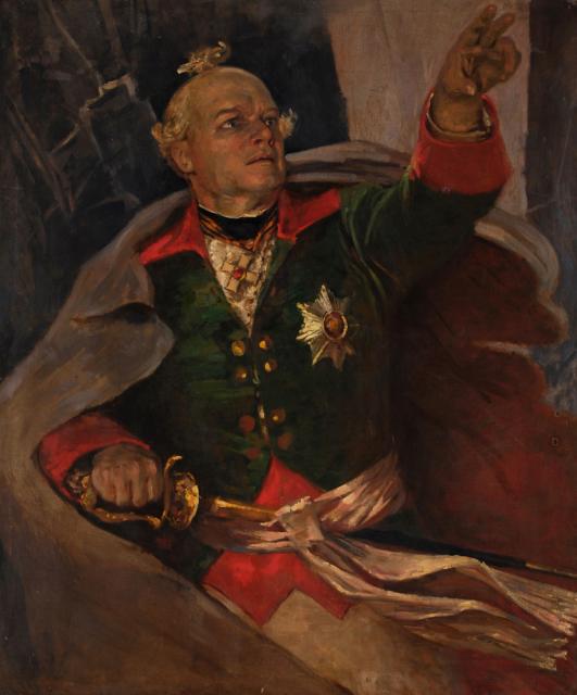Самохвалов А.Н. Портрет народного артиста РСФСР К.В.Скоробогатова в роли А.В.Суворова. 1943-1944 Самохвалов А.Н. Портрет народного артиста РСФСР К.В.Скоробогатова в роли А.В.Суворова. 1943-1944